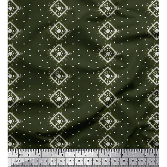 Soimoi Rayon Fabric Dot & Geometric Tie-Dye Print Sewing Fabric Yard 42 Inch Wide
