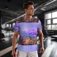 thumbnail image 3 of Wukai Colorful Purple Cosmos Flower Print Men's Short-Sleeved Mesh T-Shirt,Quick-Dry Short Sleeve Workout T-Shirt-3X-Large, 3 of 8