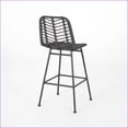 thumbnail image 6 of Outdoor Wicker Barstools Set of 2, Modern Gray Faux Rattan Black Iron Frame | Grey | Rattan, 6 of 13