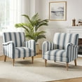 thumbnail image 3 of Stripe Accent Chairs Set of 2 Upholstered Wood Legs Armchairs Home Living Room Adult Navy, 3 of 9