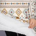 thumbnail image 3 of Oversized Wearable Blanket Hoodie,Brown Geometric Triangle Diamond Pattern Sherpa Blanket Hoodie with Super Pockets,Super Warm Fuzzy Pullover for Women & Men, 3 of 6