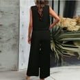 thumbnail image 4 of XuJwPNcy Two Piece Sets for Women Scoop Neck Sleeveless Tank Top with Wide Leg Pants Lounge Outfits with Pockets, 4 of 7