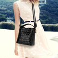 thumbnail image 3 of IELGY Portable Zipper Crocodile pattern Bucket One shoulder Women's bag Patent leather Fashion Crossbody, 3 of 8