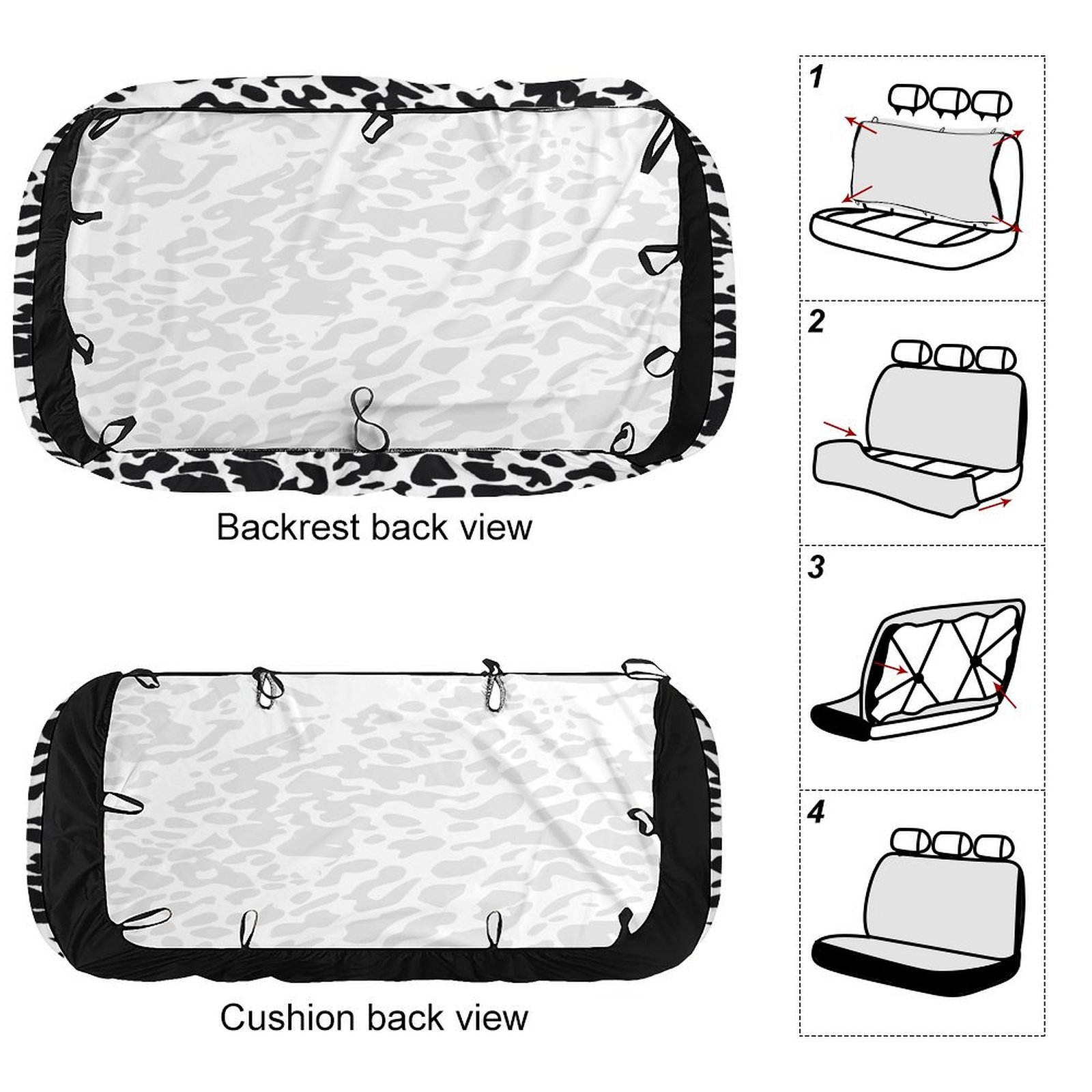 Animal Print Patterns Printed Universal Back Bench Car Seat Cover Pack of 2 Rear Seat Covers for for Most Cars,Trucks,SUVs Or Van