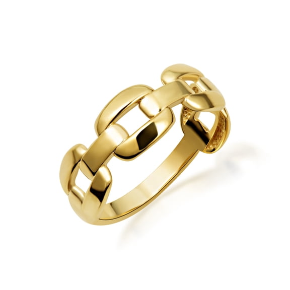 10k Yellow Gold Cuban Chain Link Band Ring 6.5mm (Size 4)