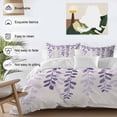 thumbnail image 3 of Plants Leaves Duvet Cover Set Twin Size, Farmhouse Style Gradient Purple Linen Texture 4 Piece Soft Microfiber Bedding Set with 1 Duvet Cover, 1 Flat Sheet, 2 Pillowcases, 3 of 9