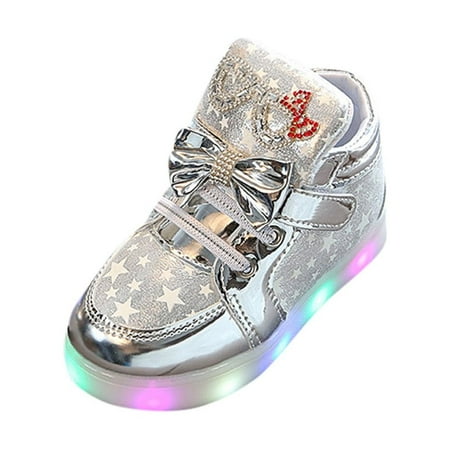 Toddler Baby Fashion Sneakers Kids Shoes Size 1 Star Luminous Child Casual Girls Slip on Shoes Size 13 Colorful Light Shoes