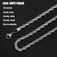 thumbnail image 5 of 3mm Rope Chain Necklace for Men, Silver Tone Mens Chain Necklace, Stainless Steel Necklace Chain for Men Women, 5 of 15