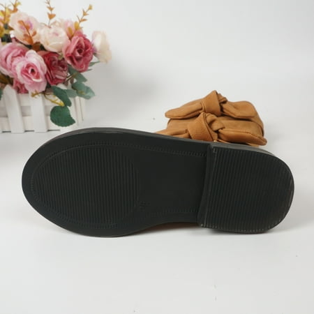 

Kids Girls Side Zip Leather Boots With Bow Design For Fall Winter New