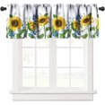 thumbnail image 1 of Wild Sunflower Curtain Valance, Spring Summer Flowers Window Valances Rod Pocket Curtains Drapes, Rustic Floral Short Topper Curtain for Kitchen Cafe Living Room, 1 Panel 54x18 in Yellow White, 1 of 5