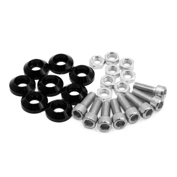 Unique Bargains Universal Black Metal Motorcycle Windscreen License Plate M6 Bolts Screw 8Pcs