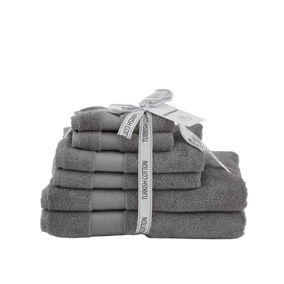 Diamond Turkish Towel Set of 6 Grey