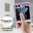 thumbnail image 5 of Allytechgroup Glitter Bling Case for Samsung Galaxy Z Flip 5, Ring Holder Slim Fit Soft TPU Anti-Scratch Bumper Shockproof Luxury Phone Case for Girls Women, Purple, 5 of 8