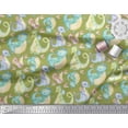 thumbnail image 2 of Soimoi Green polyester Crepe Fabric Dinosaurs Kids Print Fabric by the Yard 52 Inch Wide, 2 of 3