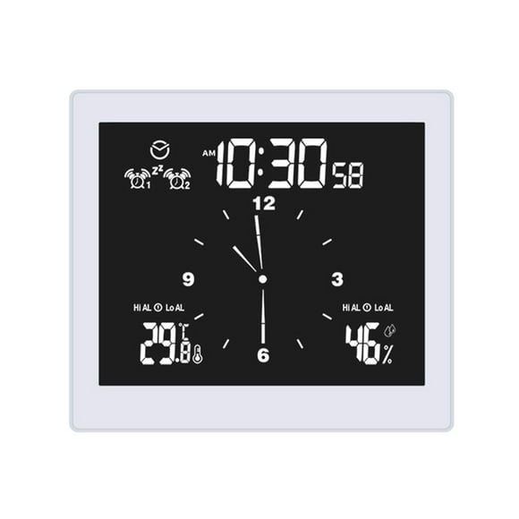 TFixol Digital Clock Temperature and Humidity Display Waterproof Wall Clock Indoor Thermometer with LCD Screen Upper / Lower Limit Alarm Countdown Alarm Clock Function for Home Bathroom