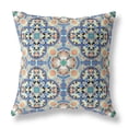 thumbnail image 1 of Amrita Sen CAPL533FSDS-BL-16x16 Coussin Floral en Daim Bleu Violet Pêche, 1 of 2