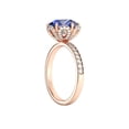 thumbnail image 2 of Lab Created Blue Sapphire 2.00 ctw Engagement Ring with Diamonds 14K Rose Gold Flower Vintage Halo, 2 of 4