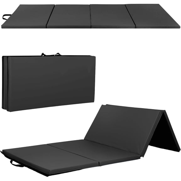 FDW 4'x8'x2" New Folding Panel Gymnastics Mat, Perfect for Indoor/Outdoor Exercise(Black)