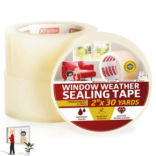 Cinta adhesiva transparente XFasten para ventanas, 5 cm x 27 m
