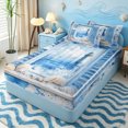thumbnail image 2 of Erosebridal Lighthouse Shell Zipper Full Size Comforter Sets with Fitted Sheet and 2 Pillowcases for Girls Boys, Teal Watercolor Nautical Coastal Zipper Bedding Set, Polkadot Reversible, 4pcs, 2 of 7