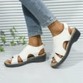 thumbnail image 3 of Xfvqtps Wedges for Women Flatform Chunky Low Heels Slingback Ankle Hook and Loop Strap Open Toe Soft Sole Breathable Lightweight Non Slip Dressy Casual Summer Heeled Sandals White, 3 of 7