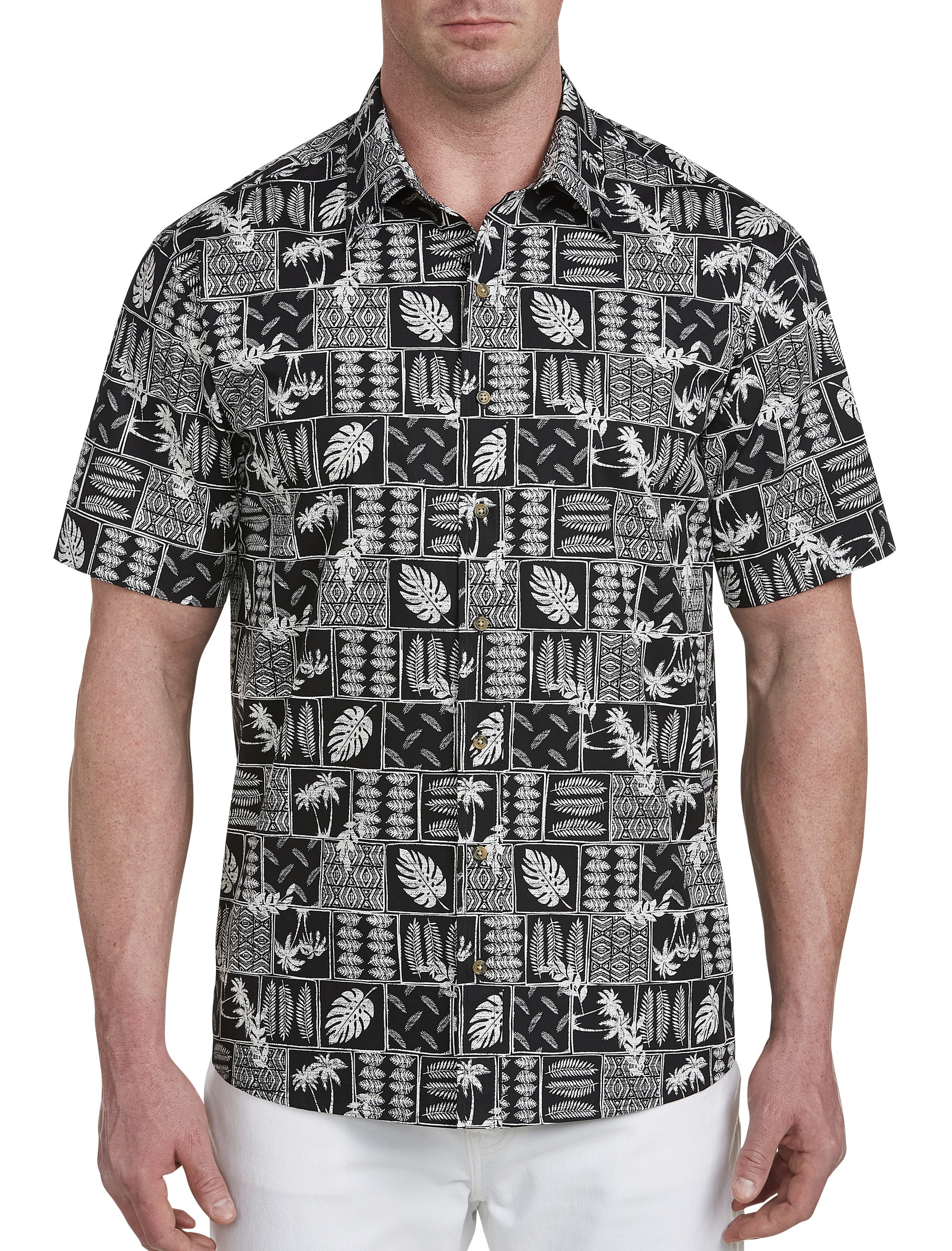 Harbor Bay by DXL Big and Tall Tropical Drink Print Sport Shirt 
