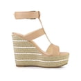 thumbnail image 3 of BLISSFUL STEP Women's Strappy Espadrille Wedges Platform Sandals Nude 8.5, 3 of 7