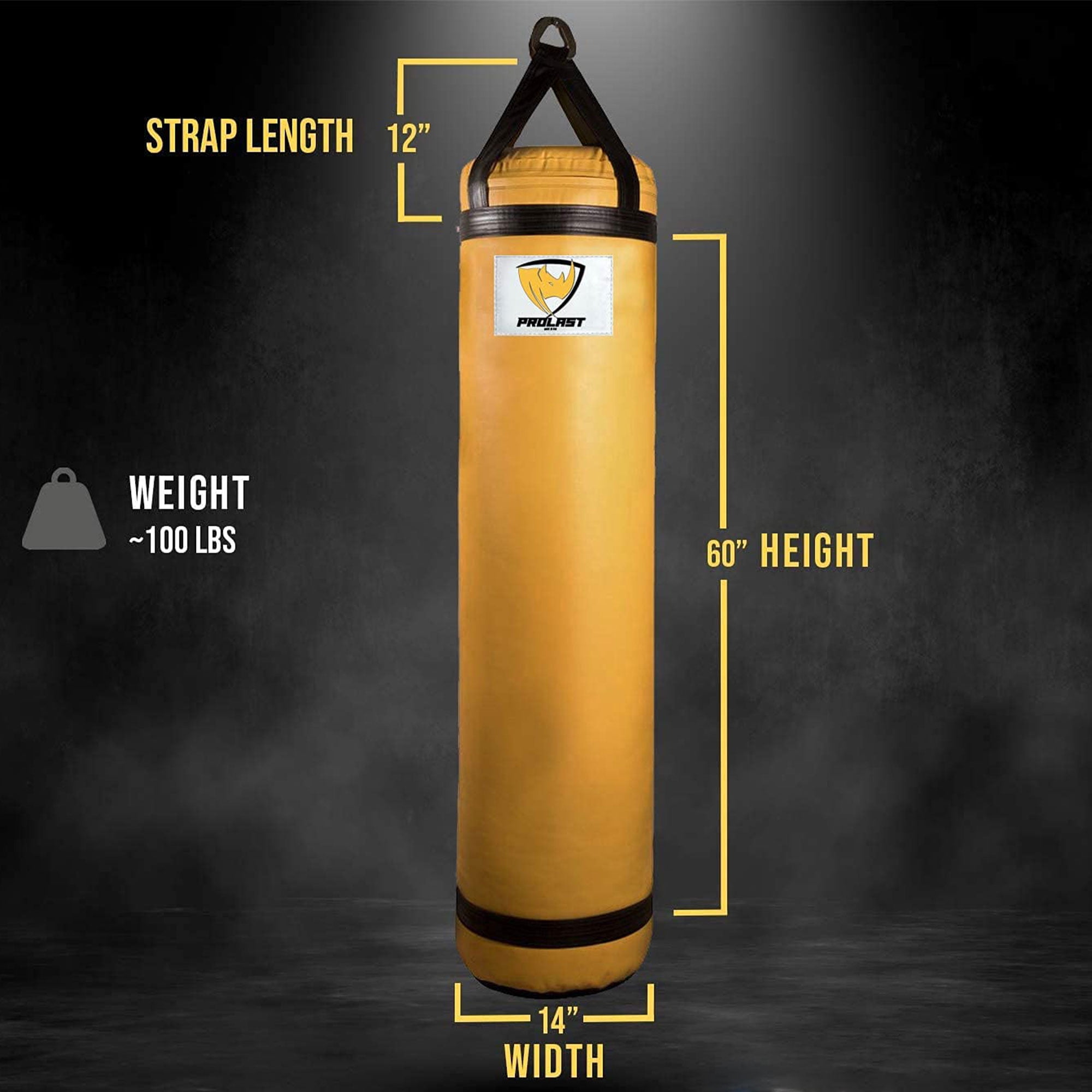 PROLAST 100 Lb Boxing Training Filled Heavy Hanging Punching Bag, Yellow