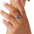 thumbnail image 5 of Gem Stone King 925 Sterling Silver and 10K Yellow Gold Blue Created Sapphire and Lab Grown Diamond 2 Heart Promise Couple Women Engagement Mother Ring (1.02 Cttw, Available in Size 5, 6, 7, 8, 9), 5 of 5