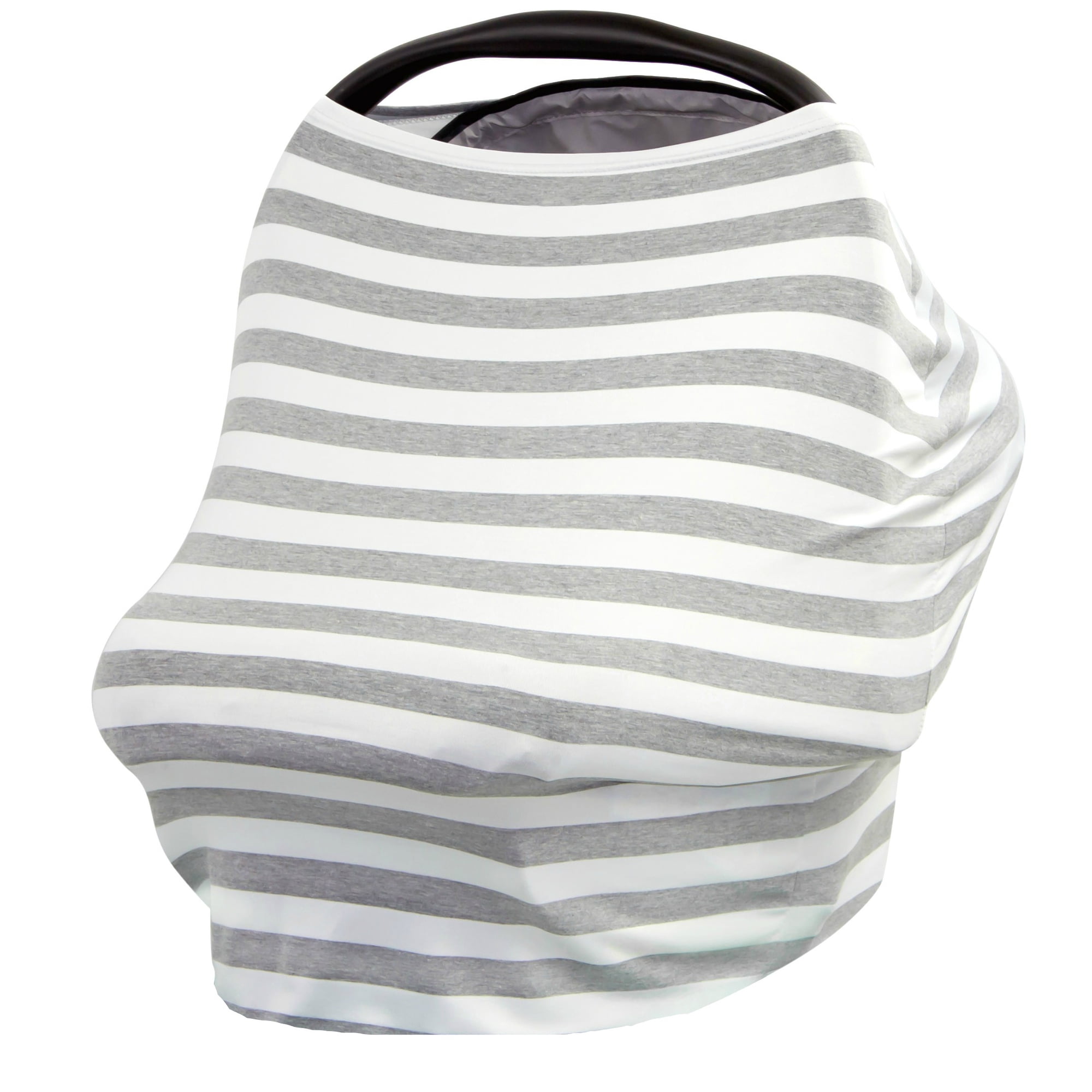 JLIKA Baby Car Seat Canopy Cover and Stretchy Nursing Cove - Gray White Stripe