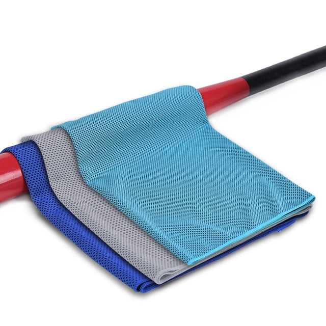 Toalla fría, Toalla de hielo, Toalla fría transpirable suave, Toalla de microfibra para yoga, Deport Tomshoo azul + azul zafiro + gris