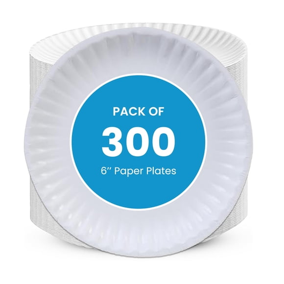 Perfectware - Kitchen Essentials - Plato de papel de 6 a 300 pulgadas, color blanco (300 unidades/paquete)