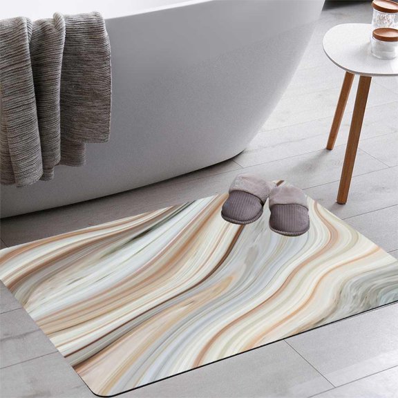 Ink Colorful Brown Pattern Bath Rugs 16x24 Inch Non Slip Bath Mat Quick Dry Super Absorbent Thin Bath Rug Fit Under Door Washable Bath Floor Rugs for Bathroom Bathtub Shower Sink,Multi 3