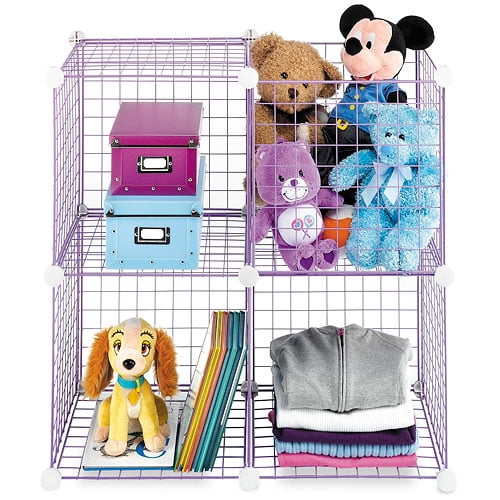 Whitmor Interlocking Wire Storage Cubes Set of 4, Purple
