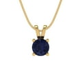 thumbnail image 4 of Clara Pucci 18K Yellow Solid Hypoallergenic Gold 0.5Ct Blue Sapphire Round Brilliant Cut Solitaire Designer Necklace Pendant For September, 4 of 7