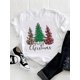 thumbnail image 1 of Camisetas estampadas de manga corta para mujer, ropa de moda con estampado de estrella, árbol de acuarela, tendencia linda, Feliz Navidad, Año Nuevo, 1 of 4