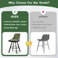 thumbnail image 7 of iooHug Bar Stools Set of 4, 26" Counter Height Bar Stools, Upholstered Swivel Barstools with Backs, Loop Yarn Fabric&Pu Leather, Metal Legs for Kitchen Island, Green&Gray, 7 of 7