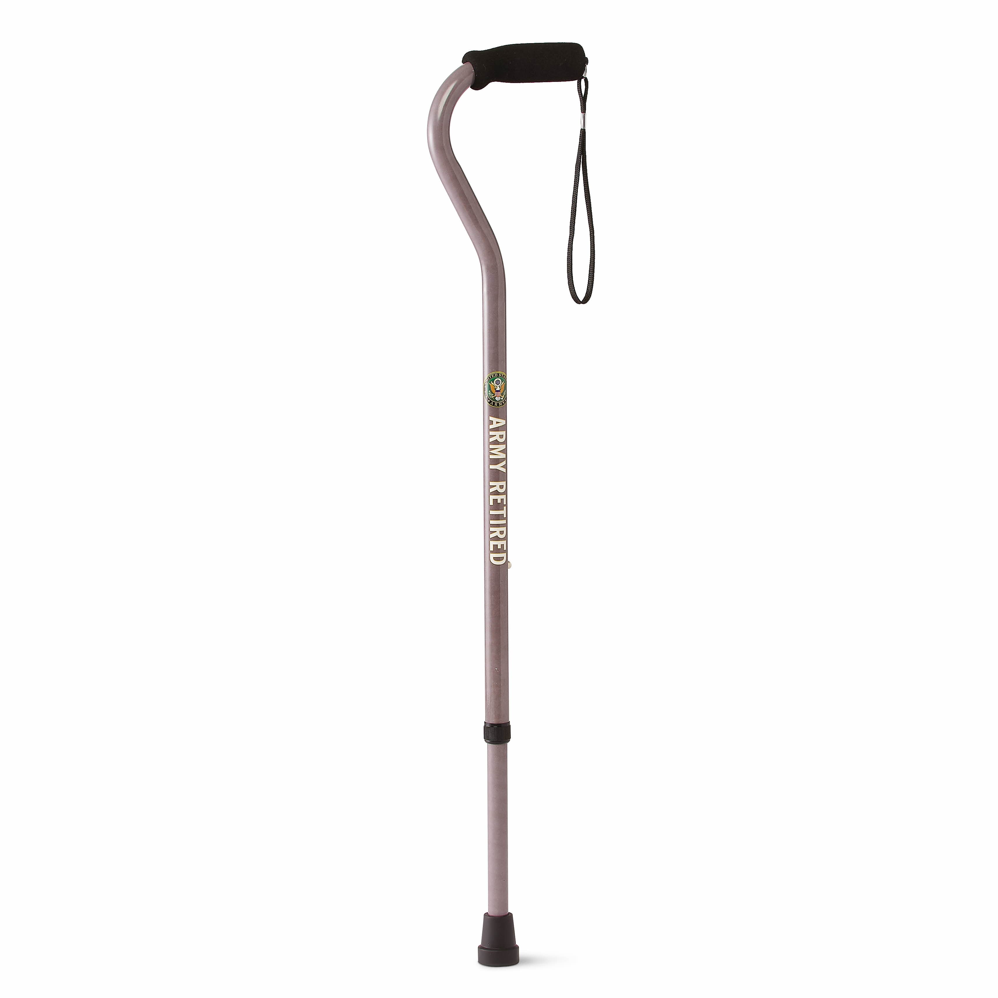 Medline U.S Army Offset Walking Cane, Aluminum Cane with Foam Handle