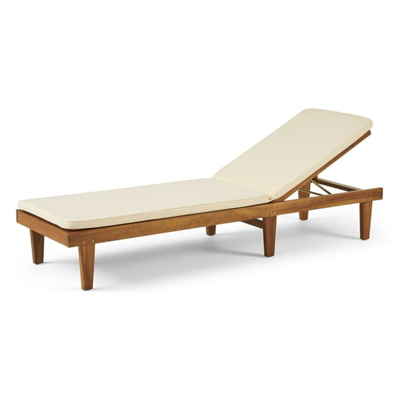 Yvette Outdoor Acacia Wood Chaise Lounge and Cushion Set