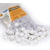 6 inch 50 Piece Heavy Duty 5mm Ball Bungee Canopy Cord By Wellmax, White Color