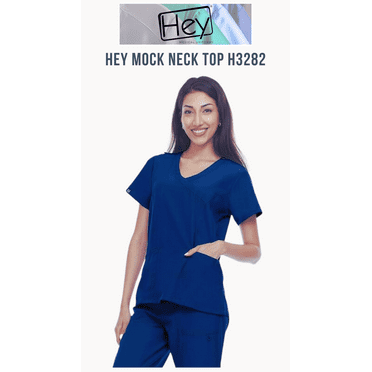 Hey Collection Scrubs 4-Way Stretch Mock Neck Medical Scrub Top with Princess Seam XL