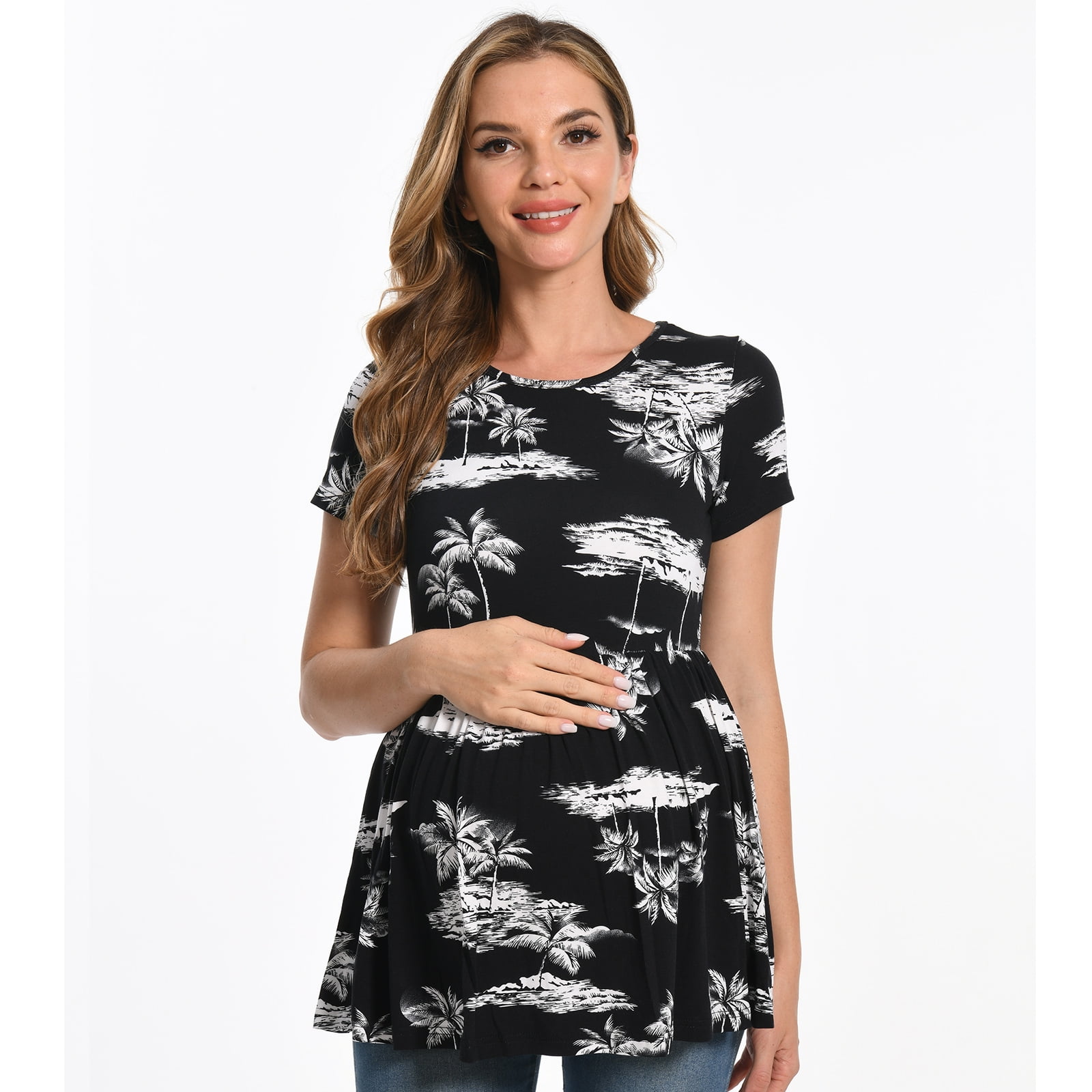 Bearsland Women's Short Sleeve Maternity T-Shirt Pregnancy Clothes