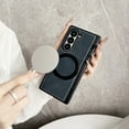 thumbnail image 2 of Vintage PU Leather Case for Samsung Galaxy Z Fold 6, with Hinge Protection, Rotating Magnetic Ring Kickstand, Slim Drop-Proof Hard PC Phone Cover, Classic Style Protective Case, Blue, 2 of 6