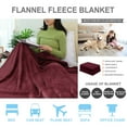thumbnail image 3 of PiccoCasa Plush Flannel Fleece Blanket Decoration Blankets for Bed or Sofa Burgundy 60"x78", 3 of 6