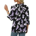 thumbnail image 6 of CYMMPU Women's Business Work Blouses to Wear with Leggings Trendy Tunic Tops Elegant Blouse Summer Fall Shirts V-Neck Casual Floral Printed 3/4 Length Sleeve 2025 Clothes Black M, 6 of 6