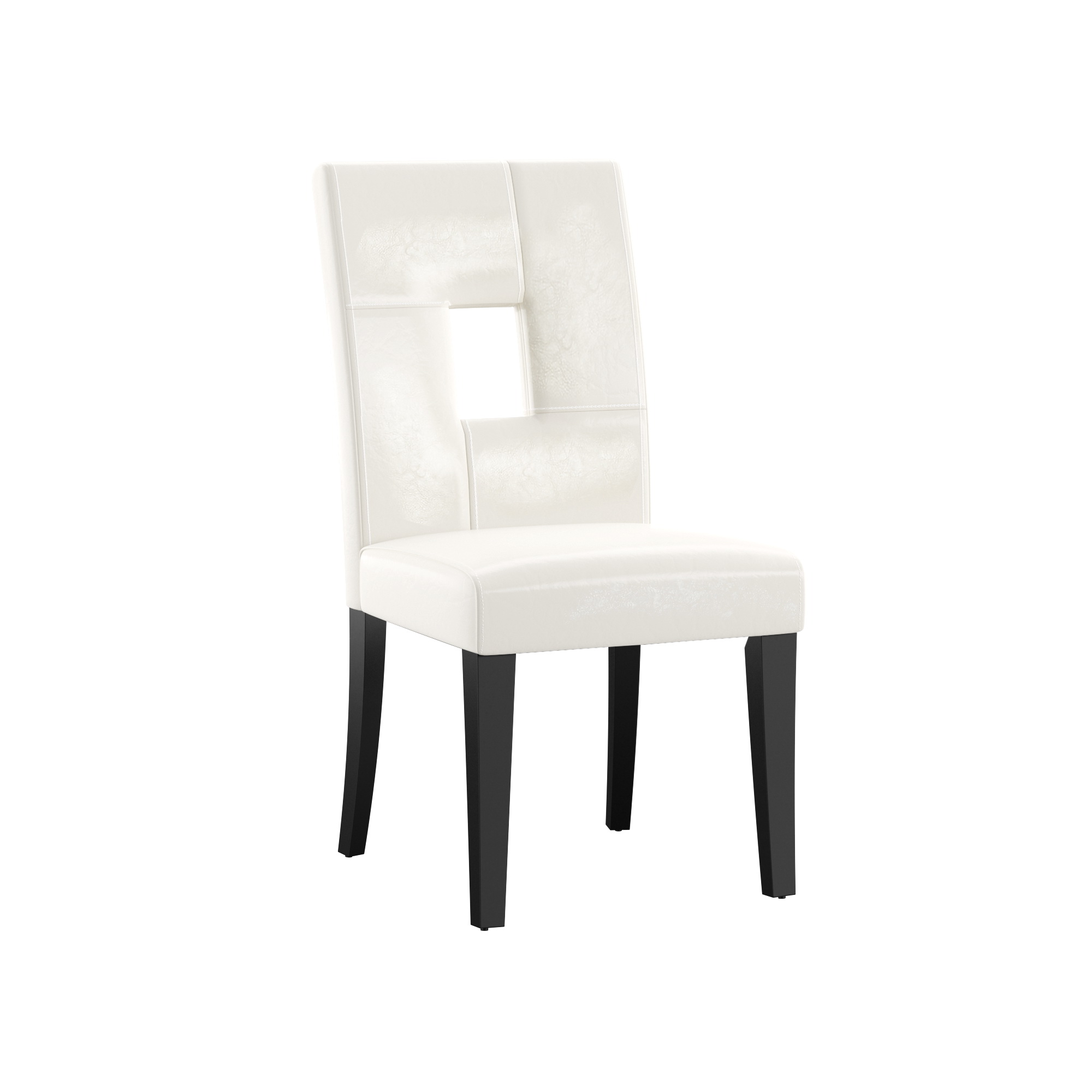 Weston Home Landen Keyhole Faux Leather Dining Side Chair, White (Set of 2)