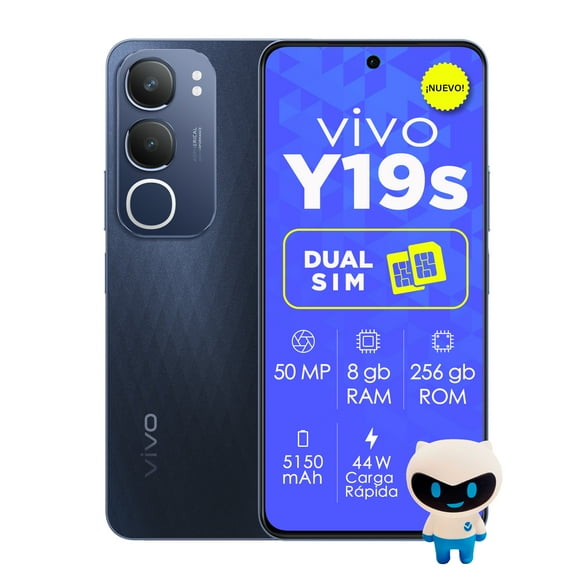 Celular vivo smartphone Y19s Dual Sim Negro | Desbloqueado 256 Gb | 8 Gb Ram