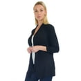thumbnail image 2 of Simply Ravishing Women's Basic Assymetrical 3/4 Sleeve Open Drape Cardigan, 4X, Black, 2 of 5