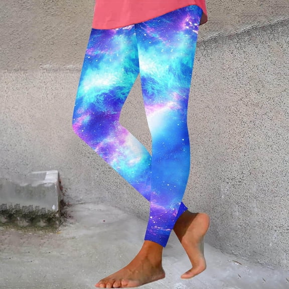 Mceream High Waisted Leggings for Women Tummy Control Plus Size Printed Stretchy Compression Leggings Fitness Tights Jogger Yoga Pants for Workout Athletic Blue XL