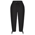 thumbnail image 4 of VEKDONE Womens Cotton Linen Capris Pants Black M, 4 of 6